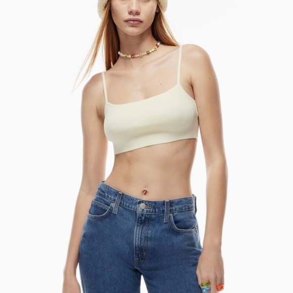 Aritzia Sunday Best Reese Sweater Knit bra top Crop Pastel Butter Yellow XL - Picture 3 of 9